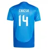 Nya Italia fans spelare 2024 Bonucci Soccer Jersey Jorginho Insigne Verratti Italy Football Shirts Chiesa Barella Chiellini Pellegrini Men Kids Kit