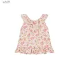 T-shirts koreanska barns skjortor shorts för 2024 Ny vår sommar baby flickor semester ärmlös blommig toppblus shorts klädselc24319