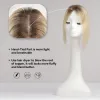 トッパー100％レミーヒューマンヘアトッパーオンブルブロンドヘアトッパーシルクベースクリップピース細い髪の女性のための髪の伸び