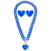 Choker Fishsheep Trendy Matte Akrylkedja Hjärthängen Halsbandörhängen för kvinnor Koreanska kärlek Set Fashion Jewelry