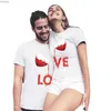 Kvinnors t-shirt matchande tshirt kvinnor män par älskare alla hjärtans dag o nacke kort ärm kärleksbrev t skjortor avslappnade toppar c24319