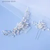 Tiaras Silver Color Pearl Crystal Wedding Hair CombsBrides hair accessories for women Brid hair comb Pearl comb wedding headdress Y240320