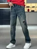 Herenjeans Designer Jeans Geborduurde jeans met rechte pijpen voor heren Lente nieuwe veelzijdige Amerikaanse blauwe casual broek elastische Europese broek met wijde pijpen