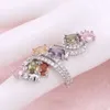 Sier Sets for Women Multi Color Zircon Earrings Bracelet Pendant Necklace Ring Wedding Jewelry