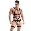 Set di reggiseni Cintura da gamba da uomo esotica Sissy Canotta sexy Canotta pettorina Set di lingerie Bondage Cinghie maschili gay Night Club Costumi erotici