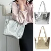 Totes PU Leather Shoulder Bag Simple Gold Silver Large Capacity Handbags Storage