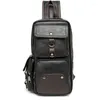 Bag 2024 Leather Men Shoulder Fashion Trending Mens Crossbody Black Chest Pack Casual Bags PT1212