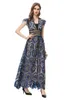 Women's Runway Dresses V Neck Sleeveless Embroidery A Line Fashion Designer Evening Prom Gown