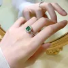 Bagues de cluster SpringLady 925 Sterling Silver 7MM Crushed Cut Lab Emerald High Carbon Diamonds Gemstone Fine Bijoux Bague de mariage