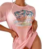 Kvinnors badkläder 3st/set sexig kvinnor bikini set sommar fast färg halter bh low-rise trosor snörning se-genom tropisk tryck t-shirt