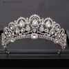 Tiaras vintage bröllop Big Crown Headdess Silver Color Rhinestone Crystal Princess Crown Bridal Crown Hair Accessories Wedding Crown Y240319