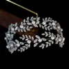 Accessoires de cheveux de mariage pour femmes, bandeau de perles en cristal, diadèmes de cheveux de mariée, coiffure en Zircon cubique, feuille de cheveux doux 240305