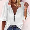 T-shirt femme Nouveaux hauts pour femmes décontracté solide à manches longues hauts pull ample grande taille fermeture éclair col en v quotidien t-shirts hauts bohème femmes vêtementsC24319