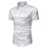 Men's Dress Shirts Men Shirt Daily Holiday Silk Slight Stretch Solid Color Summer Tops Tuxedo Wedding Prom Casual Satin Comfy