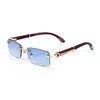 Lunettes de soleil de luxe Lunettes de vue Cadres Temples en bois avec métal sans cadre Full Rim Semi Rimless Forme rectangulaire pour hommes Femme Accessoires de lunettes Vendeur