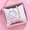 Montres pour enfants rose mignon montre-bracelet pour enfants motif de dessin animé montre à quartz ensemble pour filles étudiants de mode horloge relogio infantil 240305