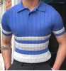 Erkek Polos Yaz Moda Örme Kısa Kollu Polo Gömlek Nefes Alabilir Kontrast Renk Tasarımı Yakalar Erkekler İçin Günlük İşletme