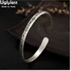 Charmarmband Uglyless S 925 Sterling Silver Bangle Mystiska totemmönster Vintage Fina smycken snidade handgjorda kvinnor armband Ethnic Bijoux L240319