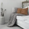 Handmade Chunky Knit Blanket Large Thick Wool Bulky Knitting Throw for Bedroom Decor Pet Bed Chair Mat Rug Grey 240307