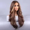 Synthetic Wigs Cosplay Wigs Brown hair European and American wig womens long curly wavy synthetic wig for daily party use 240328 240327