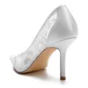 Sandali Scarpe da sposa Estate Maglia di pizzo Aria bianca 10 cm Tacco alto a punta Sposa Damigella d'onore Festa Data Abito Lady Graceful Pumps