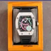 Luxury Mens Mechanics Watches Richa Wristwatch RM026 Diamond Silver Case Synlig rörelse Snake Carving Dial Lady Mechanical Watch