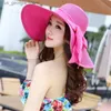Sombreros de ala ancha Sombreros de cubo 24 colores para mujer sombrero para el sol ala ancha UPF 50 sombrero de verano plegable enrollable sombrero de playa acolchado suave Y240319