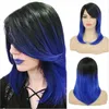 Synthetische Pruiken Cosplay Pruiken HAIRJOY Synthetisch Haar Vrouwen Ombre Zwart Rood Pruik Medium Lange Rechte Zijscheiding Pruiken 240329