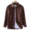 Men's Casual Shirts Men Plaid Shirt Button-up With Turn-down Collar Regular Fit Long Sleeve Sweatshirt For Spring Fall Soft