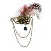 Bow Ties Steampunk Brooch Vintage Gear Chain Jewelry Lapel Pin Unisex Halloween Costume