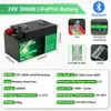 LiFePO4 Batterie 24V 300Ah 7680Wh Bluetooth 6000+ Zyklen 8S BMS 12V 100Ah 140Ah 200Ah 240Ah Lithium-Pack für RV Boot Solar KEINE STEUER