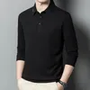 Men's Polos Wool Winter Long-Sleeved T-shirt Lapel Young And Middle-Aged Business Casual Bottoming Polo Shirt Top