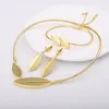 Halsbandörhängen Set African Armband med Leaf Shape Design Women's Evening Dress Accessories Commemorative Gift