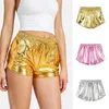 Shorts Children Pants For Girls Sexy Silver Metallic Elastic Waist Solid Color 2024 Summer Teenager Shiny Beach