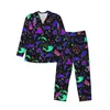 Men's Sleepwear Halloween Print Spring Bats And Ghost Casual Oversized Pajama Sets Men Long-Sleeve Lovely Bedroom Design Nightwear