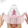 Szerokie brzegowe czapki wiadra x7ya cekinów cowgirl hat dla dorosłych kowbojów z dekoracjami gwiazdy fringe 240319