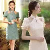 Ethnische Kleidung Mädchen Elegante Sommer Kurze Cheongsam Damen Ärmel Spitze Traditionelle Chinesische Kleider Weibliche Party Tragen Sexy Qipao