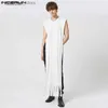 Regatas masculinas elegantes de estilo longo Tops New Mens Fashion Shawl Tank Tops Casual Street Hot Selling Tassel Design Coletes sem mangas S-5XL L240319