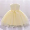 Meisje Jurken Kids Baby Meisjes Kanten Bloem Jurk Jurk Bruiloft Boog Doop Prinses Voor Witte 1e Verjaardag Formele Gala Kid Kleding