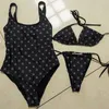 Kvinnors badkläder Luxury Brand Bikini Set Womens Beach Swimsuit Sexig lågskuren Black Split tvådelad baddräkt Push Up Bra 2023 Summer Beach Suit J240319