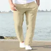 Pantaloni da uomo in cotone e lino primaverili ed estivi Pantaloni da uomo traspiranti in tinta unita autunno Fitness Streetwear S3XL 240313