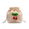 Shoulder Bags Cherry Straw Messenger Flax Rope Bag Summer Rattan Knitted Small Handbags Handmade Beach Bohemia Crossbody