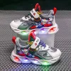 Shoes LED Shoes Toddler Kids Cartoon Ultraman Light Air Mesh Sport Shoes Soft Bottom Breathable Sneakers