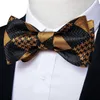 Auto gravata arco lenço abotoaduras conjunto moda preto ouro masculino seda borboleta bowknot formal festa de casamento cravat dibangu 240315