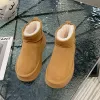 Boots Cow Suede MidCalf Rubber Snow Boots for Women2024New Hot Sale Winter Flat with Ladies Shoes Round Toe Short Plush Women's Boots