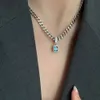 Diamond Inlaid Blue Zircon Necklace, Female Niche Design Sense, New Trend in