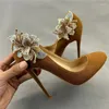 Kleidschuhe Glänzende bunte Kristallblume 12 cm 10 cm hohe dünne Absätze Runde Zehe Bankett Sexy Dating Flache klassische Frauenpumpe RM034 ROVICIYA