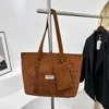 Totes Women Corduroy Tote Bag Casual axelväska stor kapacitet handväska mångsidig med vinterpendling