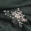 Tiaras hårkam blommor bröllop hår tillbehör silver färg roston pannband brud tiara pannband hår stift bröllop hår smycken y240322