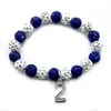 Brin exquis bleu et blanc strass perles métal Figure 1920 pendentif Bracelet sororité femmes bijoux Braceletbijoux